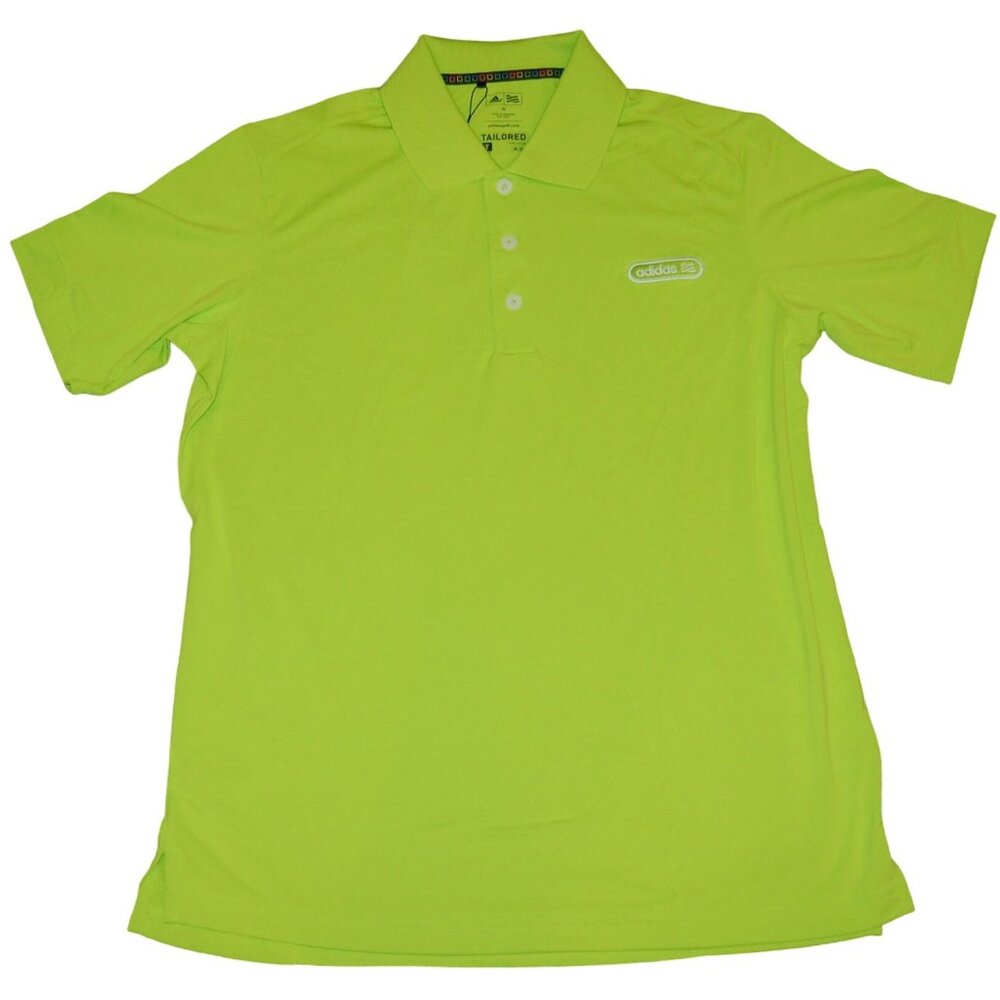 NWT Adidas Tailored Fit Polo Short Sleeve Shirt Neon Green Size: XL